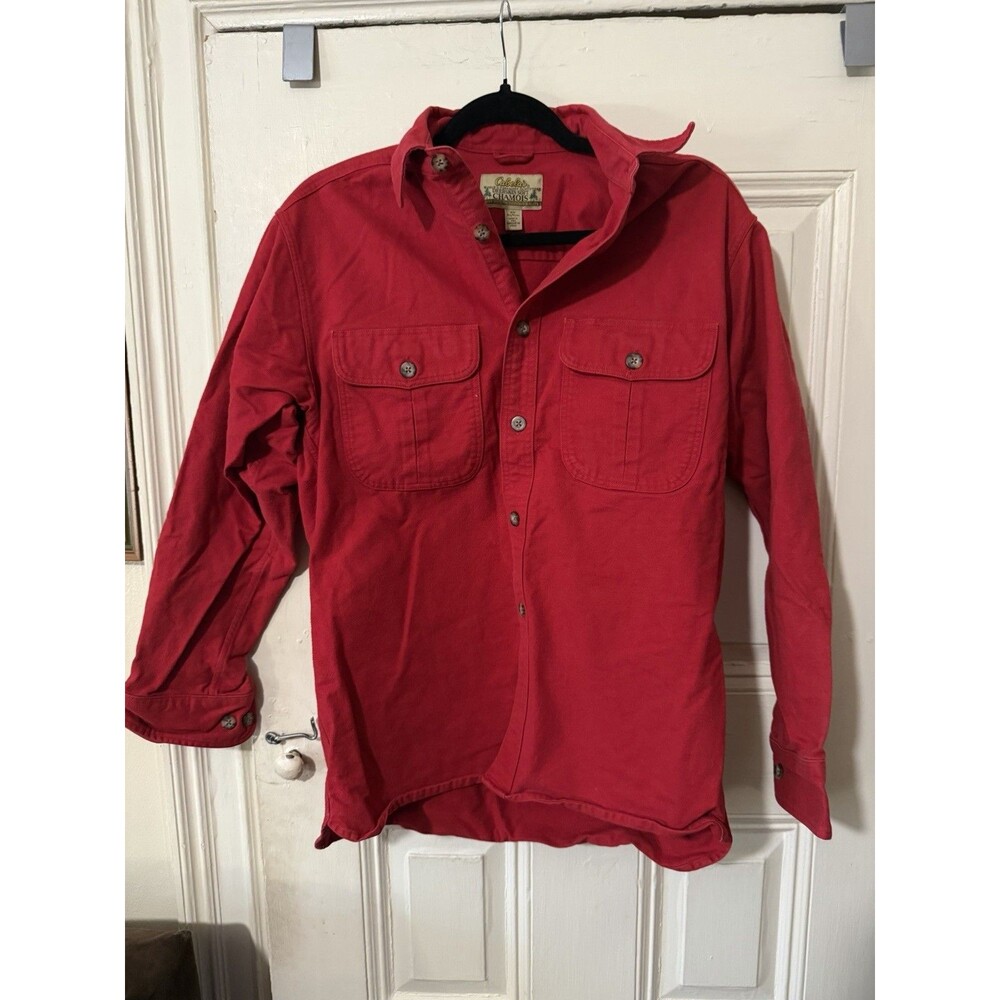 Cabela’s Deerskin Soft Chamois Shirt Men’s Small Red Heavyweight Cotton